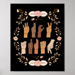 Gebärdensprache Anti Trump Floral Lustig Poster