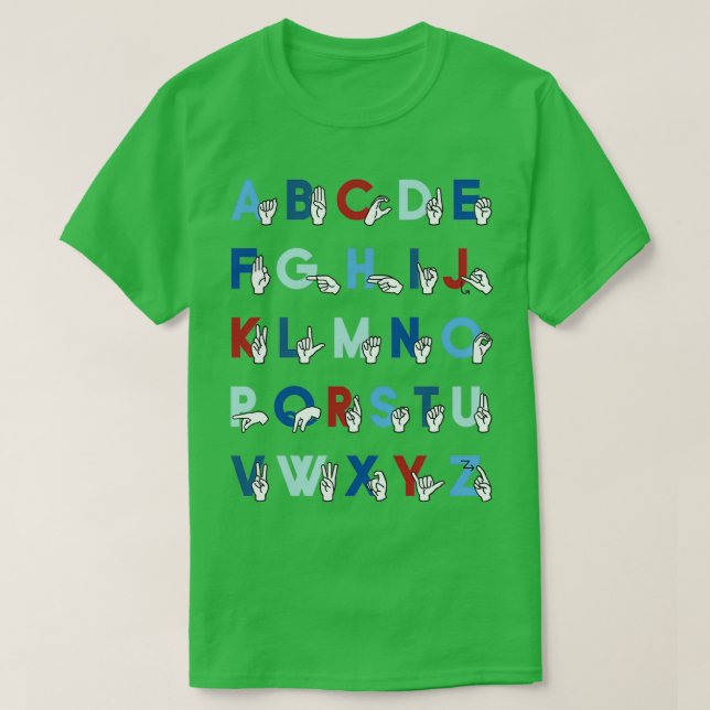 Gebärdensprache ASL Alphabet Baseball T-Shirt (Design vorne)