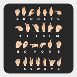 Gebärdensprache ASL Alphabet Deaf Geschenk Quadratischer Aufkleber
