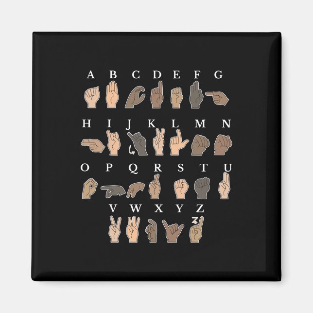Gebärdensprache Asl Hand Gesture Taube Bewusstsein Magnet (Vorne)