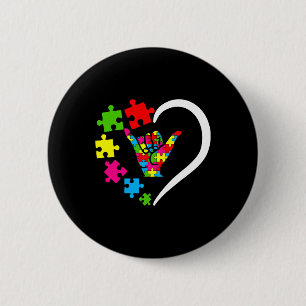 Gebärdensprache Asl Liebe Autismus-Bewusstseins-Ta Button