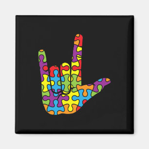 Gebärdensprache ASL Liebe - Autistisches Puzzle Au Magnet