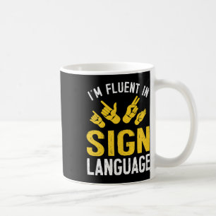 Gebärdensprache Handdolmetscher als tiefes Bewusst Kaffeetasse