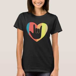 Gebärdensprache Herz Liebe Vintage Gehörlose Perso T-Shirt