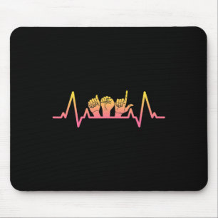 Gebärdensprache Herzschlag T-Shirt Lehrer Gehörlos Mousepad