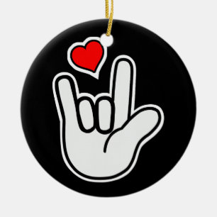 Gebärdensprache I Liebe, die Sie unterzeichnen Keramik Ornament