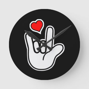 Gebärdensprache I Liebe, die Sie unterzeichnen Runde Wanduhr