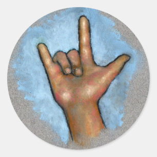 Gebärdensprache: I Liebe Sie: Hand im Pastell Runder Aufkleber