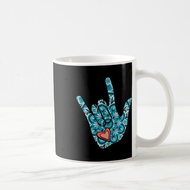 Gebärdensprache I Liebe You Gesture Heart Deaf Awa Kaffeetasse (Rechts)