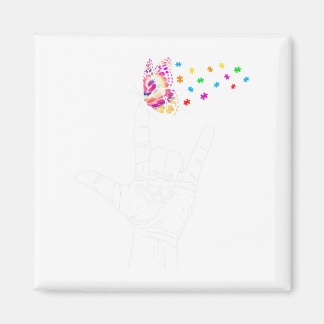 Gebärdensprache Ich liebe dich Hand Gebärdensprach Magnet (Vorne)