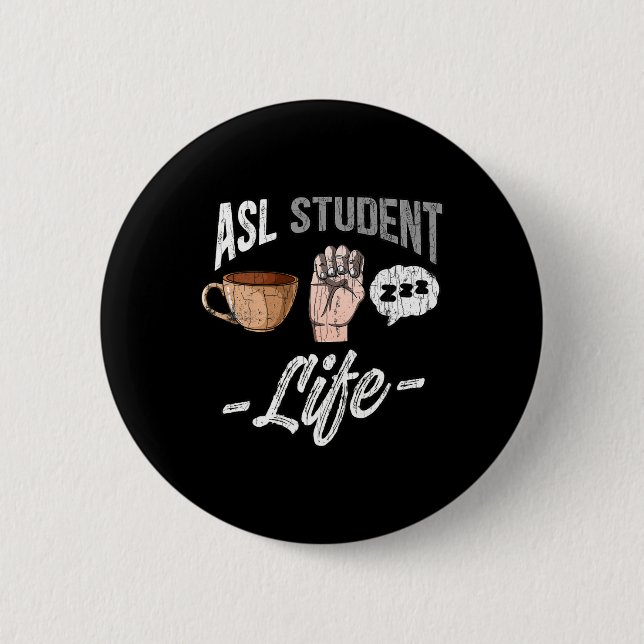 Gebärdensprache im Geheimen Bewusstsein ASL Studen Button (Vorderseite)