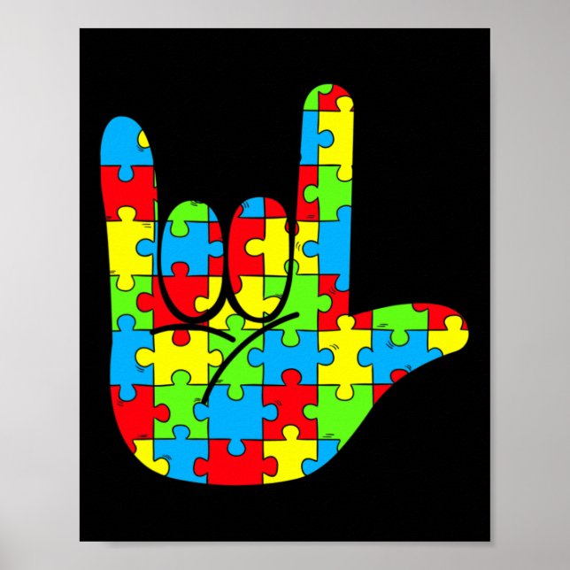 Gebärdensprache Liebe ASL Autismus-Bewusstsein  Poster (Vorne)