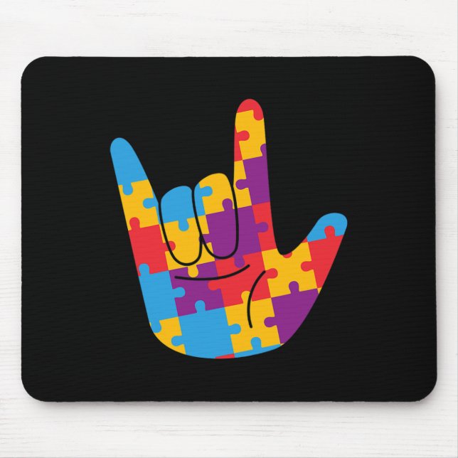 Gebärdensprache Liebe ASL Autismus-Bewusstsein Unt Mousepad (Vorne)