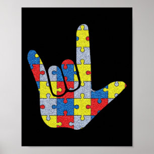 Gebärdensprache Liebe ASL Autismus-Bewusstsein Unt Poster