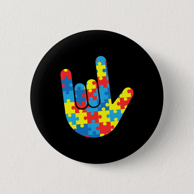 Gebärdensprache Liebe ASL Autismus Geschenk Bewuss Button (Vorderseite)