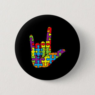 Gebärdensprache Liebe ASL Autistische Puzzle Autis Button