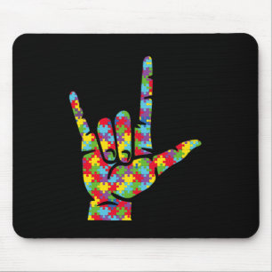 Gebärdensprache Liebe ASL Hand Autismus-Bewusstsei Mousepad