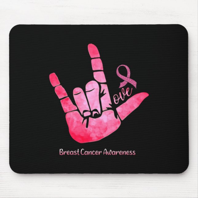 Gebärdensprache Liebe Brustkrebs-Bewusstsein Rosa  Mousepad (Vorne)