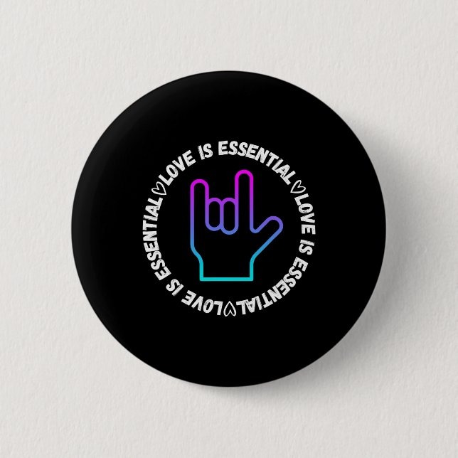 Gebärdensprache Liebeszeichen Behinderungsbewussts Button (Vorderseite)