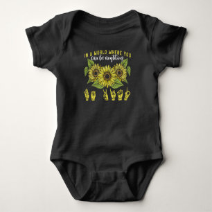 Gebärdensprache taub Sonnenblumen sei freundlich Baby Strampler