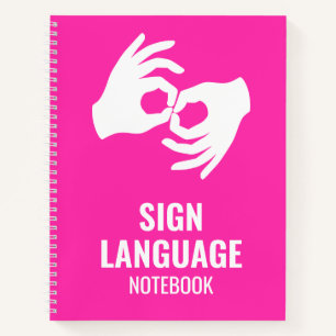 Gebärdensprachheft – ASL-Hände-Symbol Magenta Notizbuch