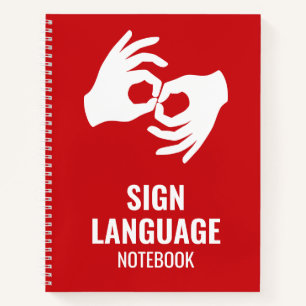 Gebärdensprachheft – ASL Hände Symbol Rot Notizbuch