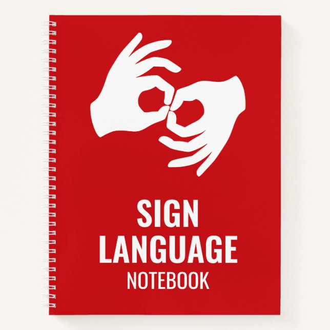 Gebärdensprachheft – ASL Hände Symbol Rot Notizbuch (Vorderseite)