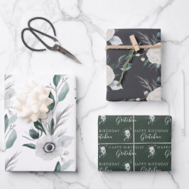 Gebärmutterblättern für die Blumenbedeckung Geschenkpapier Set