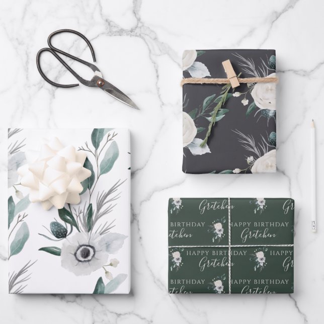 Gebärmutterblättern für die Blumenbedeckung Geschenkpapier Set (Vorderseite)