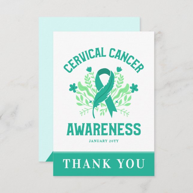 Gebärmutterhalskrebs-Bewusstsein Blumenkohl Aquama Dankeskarte (Vorne/Hinten)
