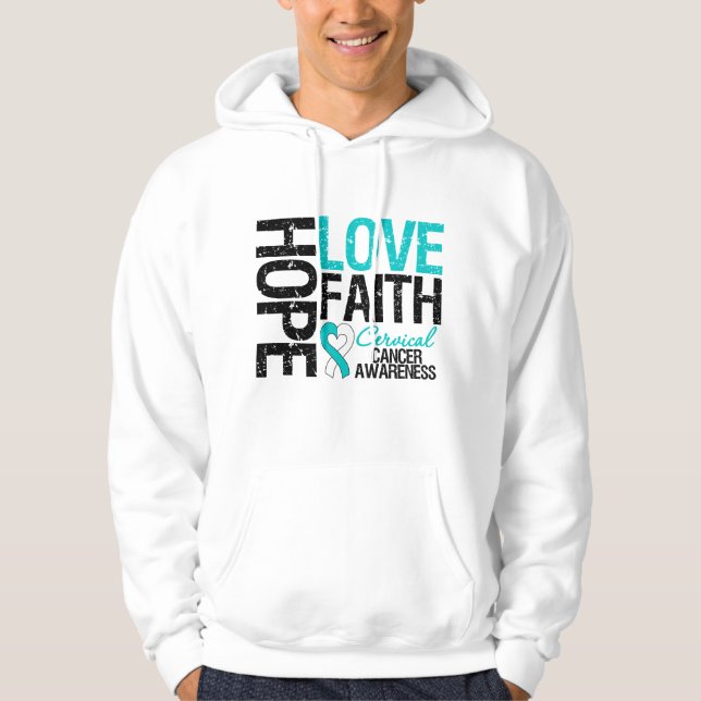 Gebärmutterhalskrebs Hoffnung Liebe Glaube Hoodie (Vorderseite)