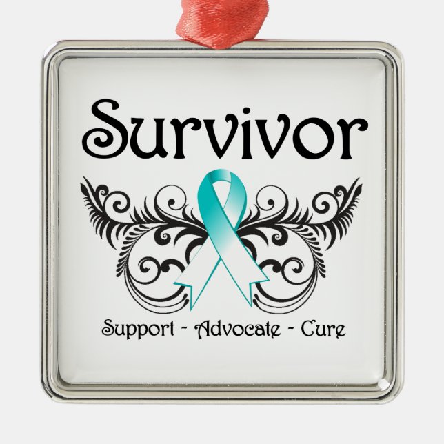 Gebärmutterhalskrebs-Survivor Deko Silbernes Ornament (Vorne)