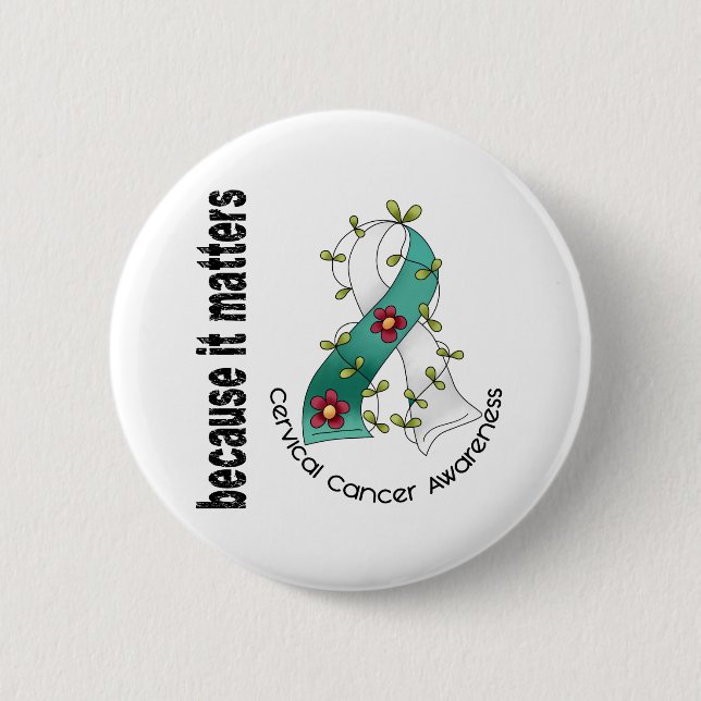 Gebärmutterkrebs-Blumen-Band 3 Button (Vorderseite)
