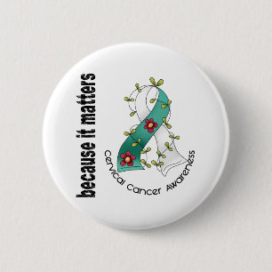 Gebärmutterkrebs-Blumen-Band 3 Button