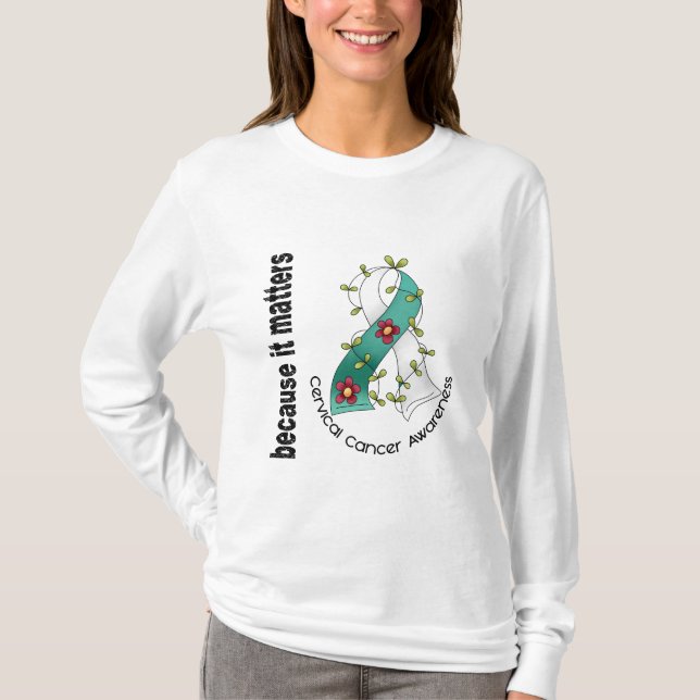 Gebärmutterkrebs-Blumen-Band 3 T-Shirt (Vorderseite)
