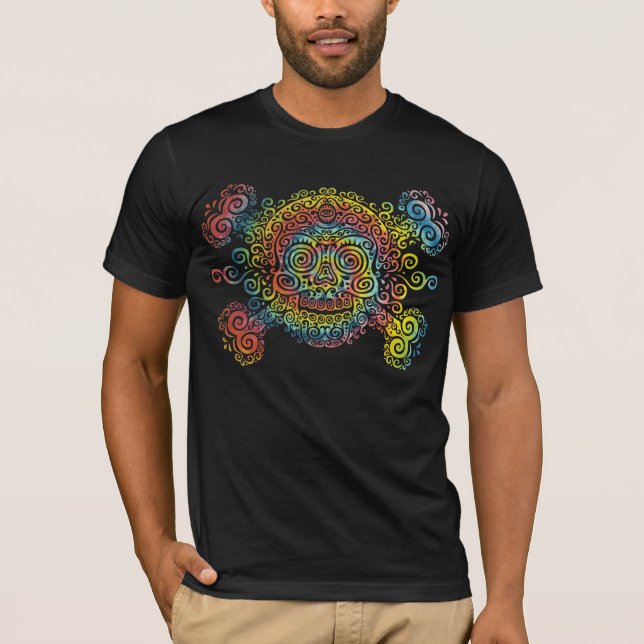 Gebatikter Zuckerschädel T-Shirt (Vorderseite)