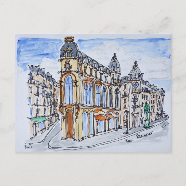 Gebäude auf der Rue Reaumur, Paris, Frankreich Postkarte (Vorderseite)