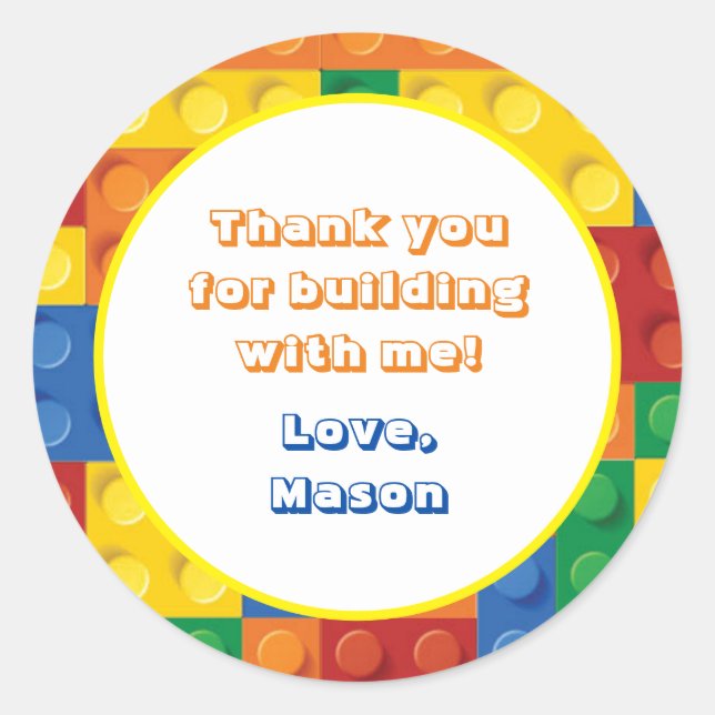 Gebäude aus farbenfrohen Steinen blockiert Geburts Runder Aufkleber (Vorderseite)