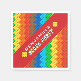 Gebäude aus farbenfrohen Steinen blockiert Geburts Serviette