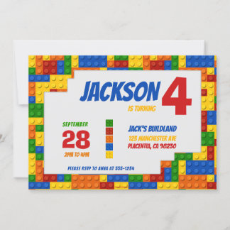 Gebäude aus farbenfrohen Ziegeln blockiert Geburts Einladung