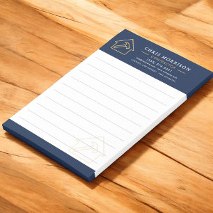 Gebäude Bau Navy Blue Gold Post-it Klebezettel