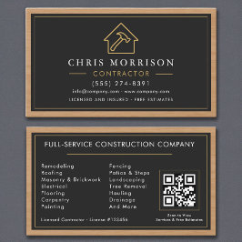 Gebäude Bau Schwarzes Gold Holz QR Code Visitenkarte