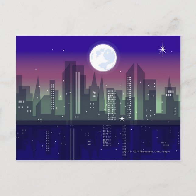 Gebäude beleuchten nachts postkarte (Vorderseite)