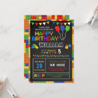 Gebäude Block Geburtstag Einladung, Puzzle einlade