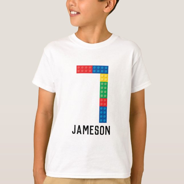 Gebäude Block Party Shirt für 7. Geburtstag (Vorderseite)