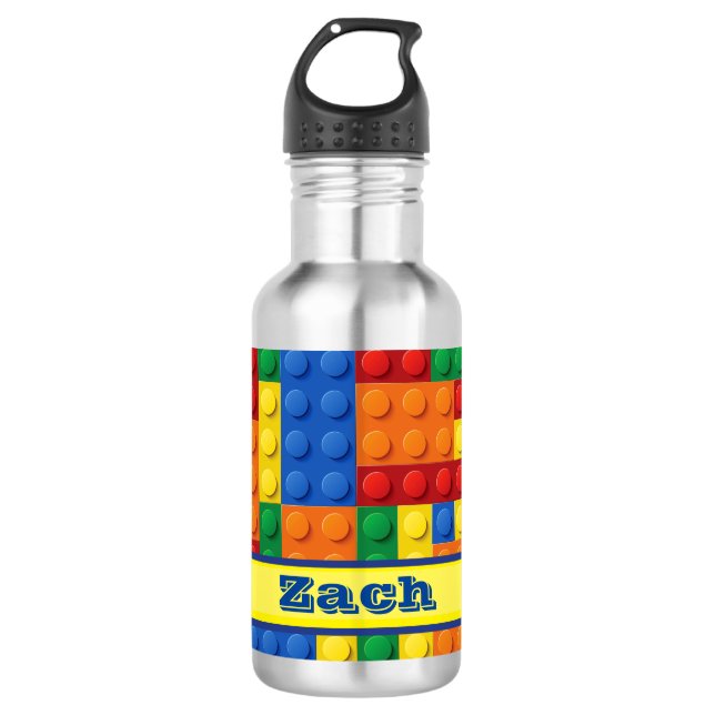 Gebäude-Blöcke aus farbigen Ziegeln | PERSONALISIE Edelstahlflasche (Vorderseite)