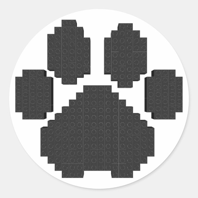 Gebäude-Blöcke für Black Dog Pawprint Runder Aufkleber (Vorderseite)
