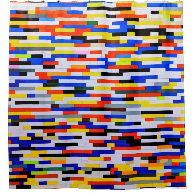 Gebäude-Blöcke in Primärfarbe Duschvorhang (Vorderseite)