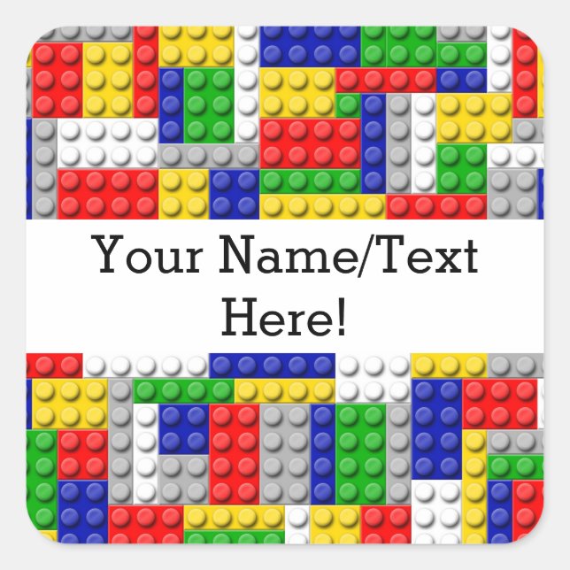 Gebäude blockiert den Primärfarbenjungen Geburtsta Quadratischer Aufkleber (Vorderseite)