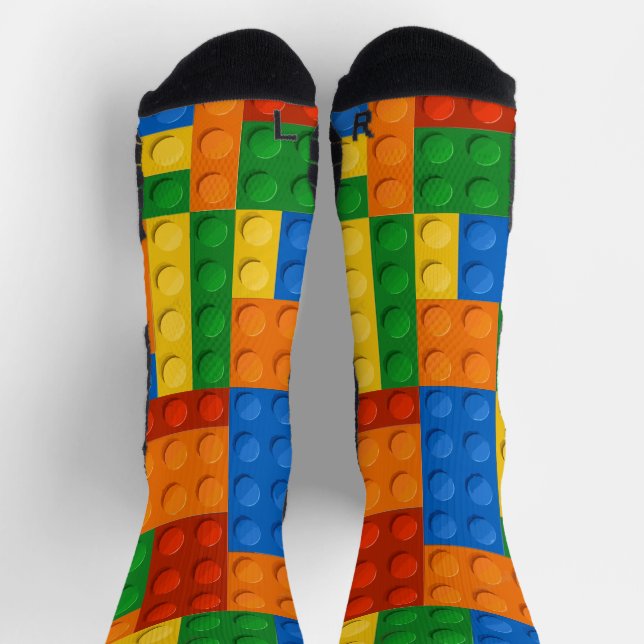 Gebäude Blockiert Musterpattern Spielzeug Spielste Socken (Oben)